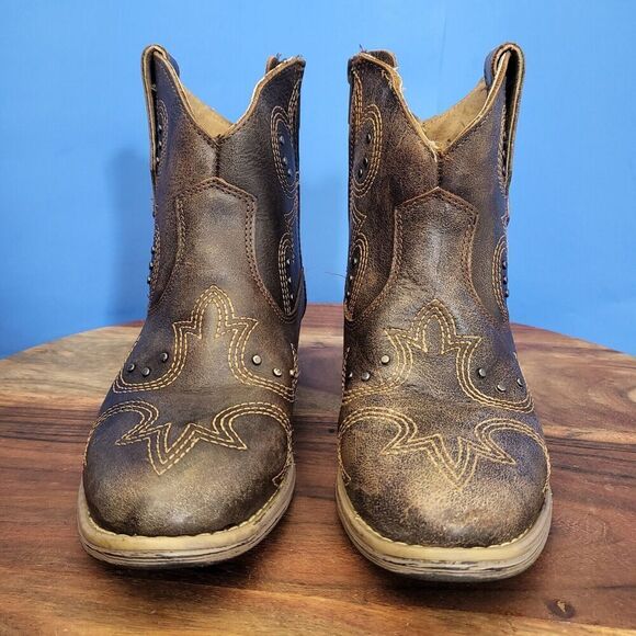 Sterling River Cowboy Boots Embroidery Studs Brown SRN6008 Women's 6.5 - Picture 10 of 12